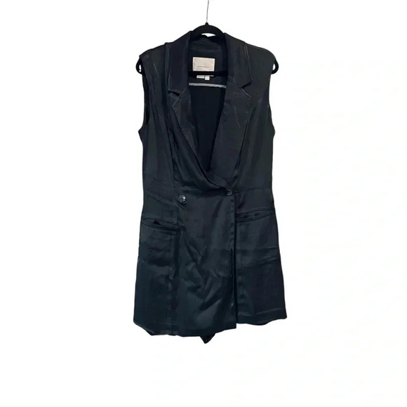Anthropologie Size 12 Silky Blazer Romper in Black - Picture 6 of 16
